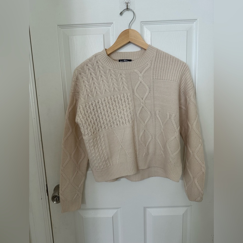 Cream crewneck knit sweater